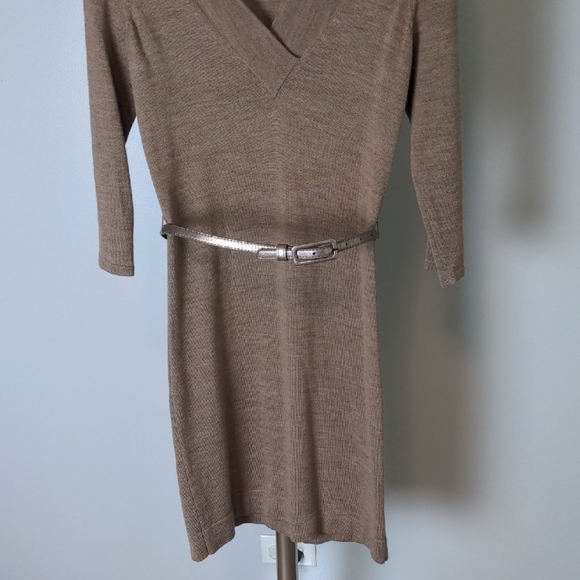 The Limited Tan Cowl Neck Sheath Dress for Work,Small - Picture 6 of 8